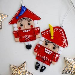 Nutcracker christmas fused glass tree toys