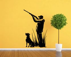 hunter with a dog sticker, wild duck hunter, wildlife, hunting, fishing, wall sticker vinyl decal mural art decor