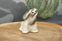 porcelain figurine american cocker spaniel white/black statuette