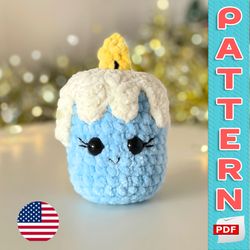 christmas candle crochet pattern, amigurumi plushie ornament easy pattern, xmas tree gift