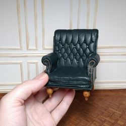 dollhouse leather chair 1:12 scale miniature armchair for dollhouse