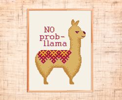 llama cross stitch pattern modern cross stitch alpaca counted cross stitch chart animal cross stitch cute no prob-llama