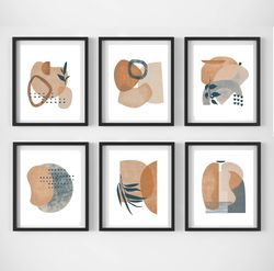 6 piece wall art abstract geometric terracotta art modern poster set of 6 download prints scandinavian art home decor