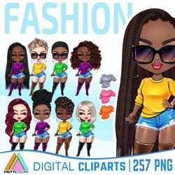 african american fashion girls clipart bundle