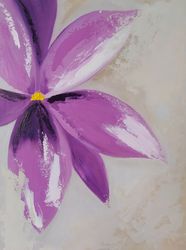 flower oil painting original art wall decor lilac plant impasto painting