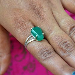 green onyx 925 sterling silver handmade coffin ring