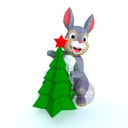 diy christmas bunny 3d model template papercraft pdf