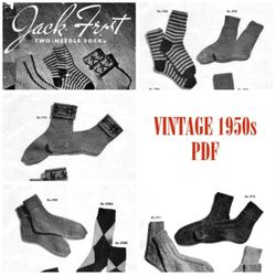 digital | vintage knitting pattern two needle socks | vintage 1950s | english pdf template