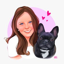 custom digital portrait with your pet, pets portrait, profile picture, digital drawing, portrait from photo