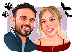 portrait of two persons, double portrait, custom portrait from photo, digital drawing, couple portrait, family portrait