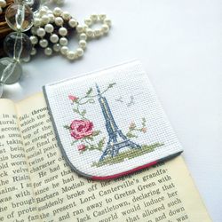 handmade corner bookmark with eiffel tower, personalized traveler gift