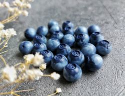 blueberry beads. polymer clay beads. jewelry beading. berry charms.