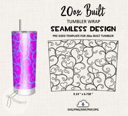 Floral_hearts Burst Tumbler Template / 20 Oz Built Tapered Tumbler Wrap / Seamless Design - 113