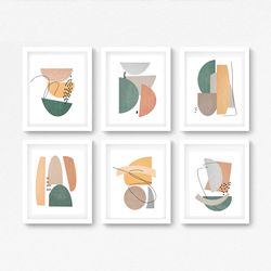 modern home decor 6 piece wall art geometric poster set of 6 prints abstract painting digital download scandinavian art