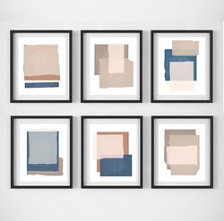 geometric art set of 6 posters downloadable prints minimalist art square print abstract painting 6 piece wall art