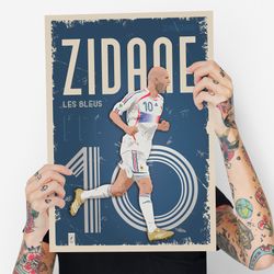 poster zinedine zidane | france national team | digital download | football decor | print