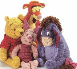 digital | vintage crochet pattern toys | winnie pooh and friends | english pdf template