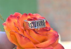 witch ring with an inscription readable from any side. magic occult ring. ambigram ring. hand forged ring