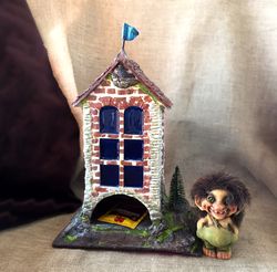 tea house, little fairy castle,handmade tea fortress,tea box,kitchen decor,tea bag organizer,housewarming gift