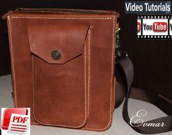 leather pattern bag - messenger bag pdf - diy - leather bag - template leather bag