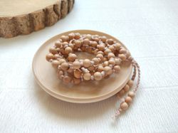 handmade juniper wood rosary 108 beads, buddhist mala 108 beads for meditation, wooden prayer rosary necklace