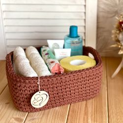 large towel toilet paper cosmetic basket holder box, bathroom storage big basket organizer with handles, home storage