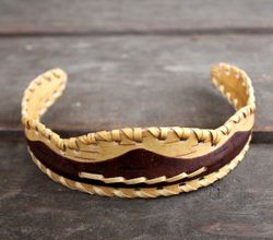 wide hard stretch birch bark headband