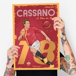 poster antonio cassano | as roma | digital download | football decor | print