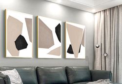 abstract large art set of 3 prints digital download abstract painting wall art earth tone print triptych neutral poster