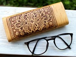 glasses case, hand carved wood eyeglass holder