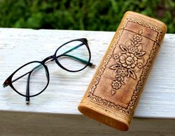 eyeglasses case, hand carved wooden glasses box