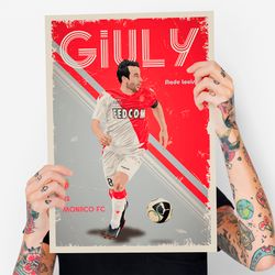 poster ludovic giuly | as monaco | digital download | football decor | print