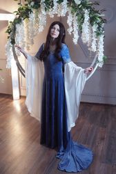 elven blue dress - arwen requiem cosplay costume - made to order