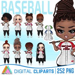 baseball clipart bundle - african american dolls png