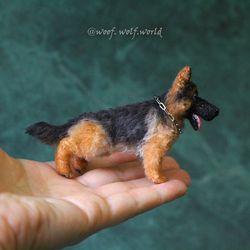 german shepherd dog. miniature realistic figurine. custom made toy. pet portrait. great gift for gsd lovers.