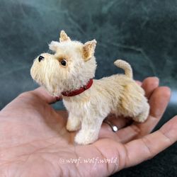 wheaten scottish terrier. miniature realistic figurine. custom made toy. pet portrait. great gift for dog lovers.