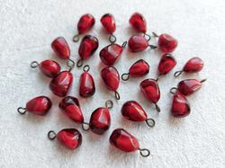 pomegranate seeds beads. garnet seeds. fruit charms. polymer clay beads.