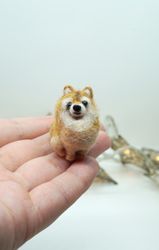 miniature needle felted pomeranian, tiny dog, pen portrait, pomearnian gift