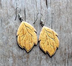 handmade wooden earrings, birch bark earrings