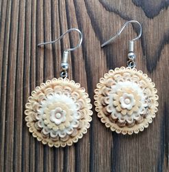 round dangle earrings, wood earrings, gift for her