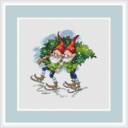 gnomes cross stitch pattern winter cross stitch pattern christmas cross stitch pattern christmas tree cross stitch