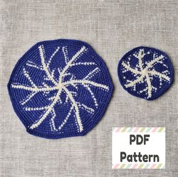 christmas coaster crochet pattern, snowflake coaster crochet pattern, crochet snowflake pattern, tapestry crochet