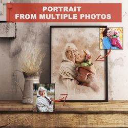 add deceased loved one to painting | add people to photo | merge multiple photo | custom memorial portrait | family gift