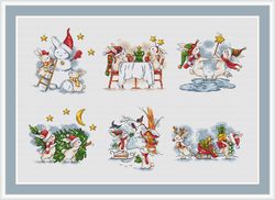 winter rabbits cross stitch pattern christmas cross stitch pattern snowman cross stitch pattern snowflakes cross stitch