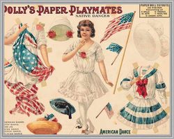 digital - vintage paper doll - paper doll national american dance - pdf