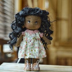 crochet dark skin african american doll
