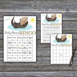 60 woodland baby shower bingo cards,otter baby shower bingo games,printable baby shower bingo cards--380