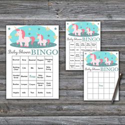 60 unicorn baby shower bingo cards,rainbow baby shower bingo games,printable baby shower bingo cards--378