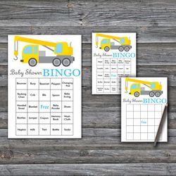 60 crane baby shower bingo cards,construction baby shower bingo games,printable baby shower bingo cards--374