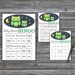 60 sleeping owl baby shower bingo cards,owl baby shower bingo games,printable baby shower bingo cards--363